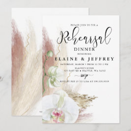 Rustic Boho Pampas Grass Orchid Rehearsal Middag Inbjudningar