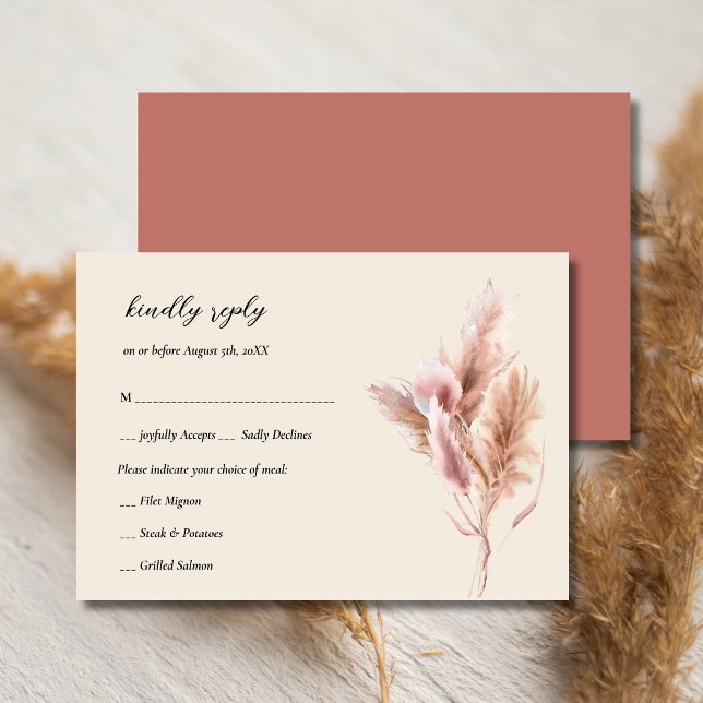 Rustic Boho Pampas Grass OSA kort (Skapare uppladdad)