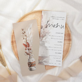 Rustic Boho Pampas Grass Overlay Bröllop Menu Meny