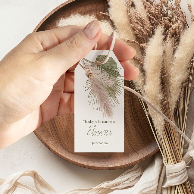 Rustic Boho Pampas Grass Tack Presentetikett (Favor tags from my Western Boho Quinceanera Collection)