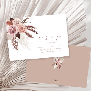 Rustic Boho Pampas Grass Terracotta Bröllop OSA Kort
