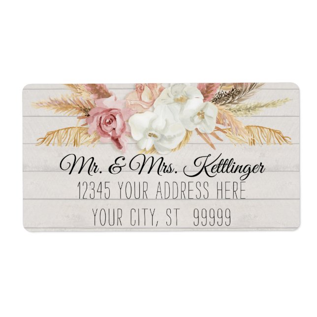 Rustic Boho Pampas Handflatan  Blommigt Greenery W Fraktsedel (Framsidan)