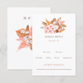 Rustic Boho Pampas Orchids Cotton Bröllop OSA Kort