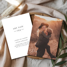 Rustic Boho Photo Monogram Hon sa ja Förlovning Inbjudningar