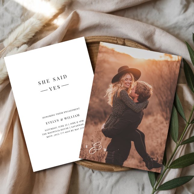 Rustic Boho Photo Monogram Hon sa ja Förlovning Inbjudningar (Skapare uppladdad)