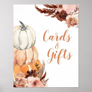 Rustic Boho Pumpkin Baby Shower-kort och presenter Poster