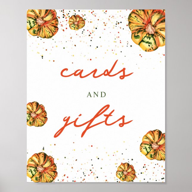 Rustic Boho Pumpkin Baby Shower-kort och presenter Poster (Framsidan)