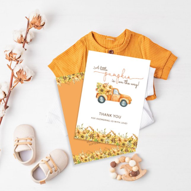 Rustic Boho Pumpkin Fall Blommigt Baby Shower Tack Kort (Skapare uppladdad)