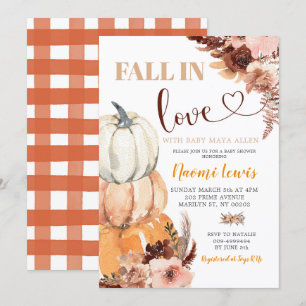 Rustic Boho Pumpkin faller i Kärlek Baby Shower Inbjudningar