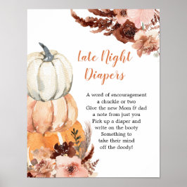 Rustic Boho Pumpkin Game Late Night Diaper Poster