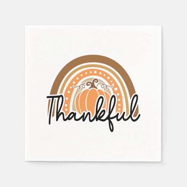 Rustic Boho Pumpkin Rainbow Thankful Pappersservett (Framsidan)