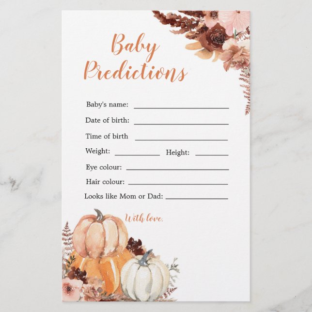Rustic Boho Pumpkin Shower Baby Prediction (Framsida)
