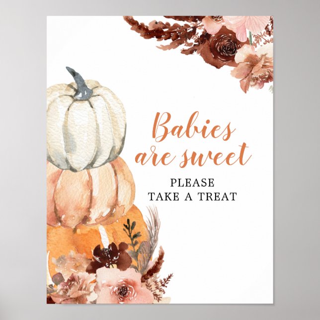 Rustic Boho Pumpkin Spädbarn är Sweet Baby Shower Poster (Framsidan)