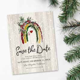 Rustic Boho Rainbow jul Party Spara datumet Meddelande Vykort
