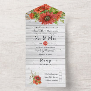 Rustic Boho Red Sunwers Land Barn Bröllop
