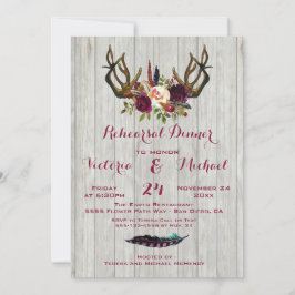 Rustic Boho Rehearsal Middag med blommigt Antlers Inbjudningar