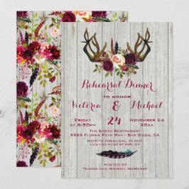 Rustic Boho Rehearsal Middag med blommigt Antlers Inbjudningar