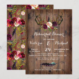 Rustic Boho Rehearsal Middag med blommigt Antlers Inbjudningar