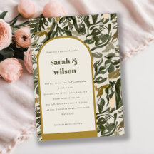 Rustic Boho Retro Arch Grönt Botanical Bröllop