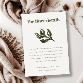 Rustic Boho Retro Grönt Botanical Bröllop Detail Tilläggskort