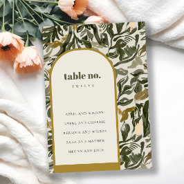 Rustic Boho Retro Grönt Botanical Bröllop Seating Bordsnummer