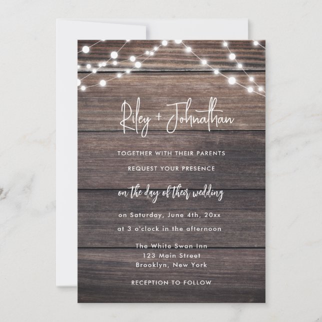 Rustic Boho Romantic bröllopsinbjudan Inbjudningar (Framsida)