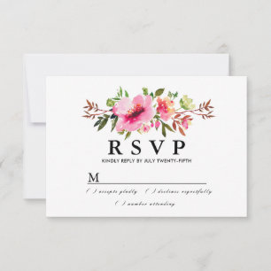 Rustic Boho Rosa Blommigt Bröllop OSA Card Kort