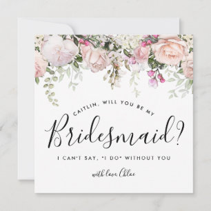Rustic Boho Rosa Blommigt, kommer du att bli min B Inbjudningar
