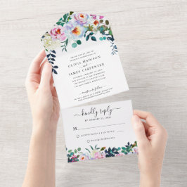 Rustic Boho Rosa Dusty Blue Blommigt Bröllop