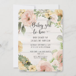 Rustic BOHO Rosa Flowers Mamma till Bee Shower Inbjudningar