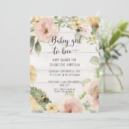 Rustic BOHO Rosa Flowers Mamma till Bee Shower Inbjudningar