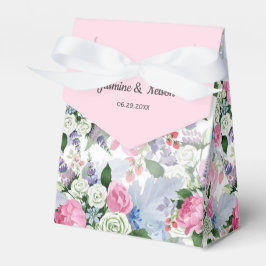 Rustic boho rosa lilach vattenfärgsblomma bröllop presentaskar