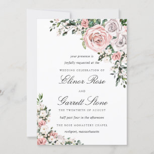 Rustic Boho Rosa och Lila Ro Blommigt Bröllop Inbjudningar