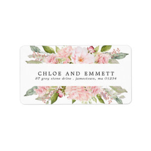 Rustic Boho Rosa ros Blommigt Adress Adressetikett