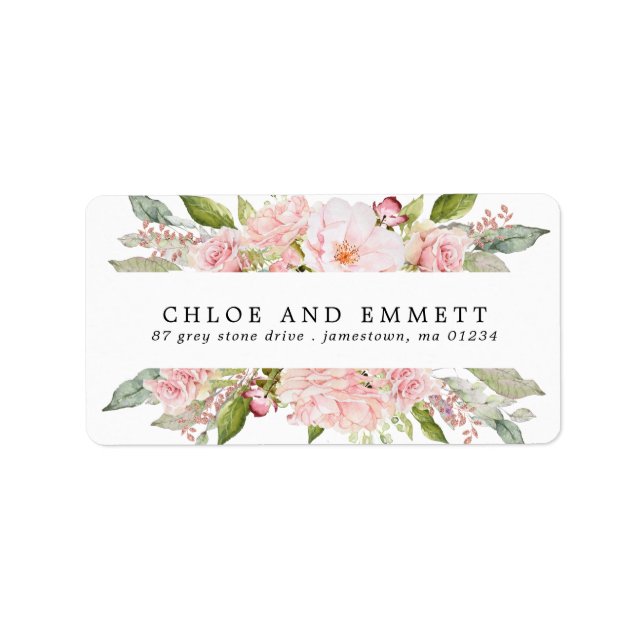 Rustic Boho  Rosa ros Blommigt Adress Adressetikett (Framsidan)