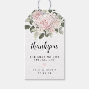 Rustic Boho Rosa ros Blommigt Bröllop Presentetikett