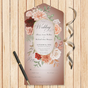 Rustic Boho Rust Peach Blommigt Oval Rust nr Dinne