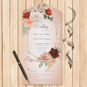 Rustic Boho Rust & Peach Blommigt Ram middag