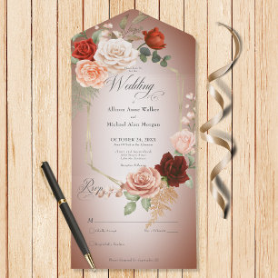 Rustic Boho Rust Peach Blommigt Ram Rust ingen mid