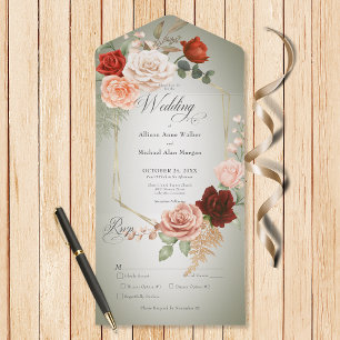 Rustic Boho Rust & Peach Blommigt Ram Sage Middag