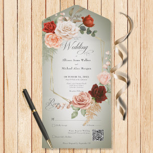 Rustic Boho Rust & Peach Blommigt Ram Sage QR-kod