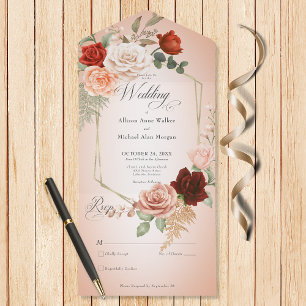 Rustic Boho Rust Peach Flora Ram  ingen middag