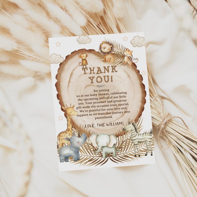 Rustic Boho Safari Animals Baby Shower Tack Kort (Skapare uppladdad)