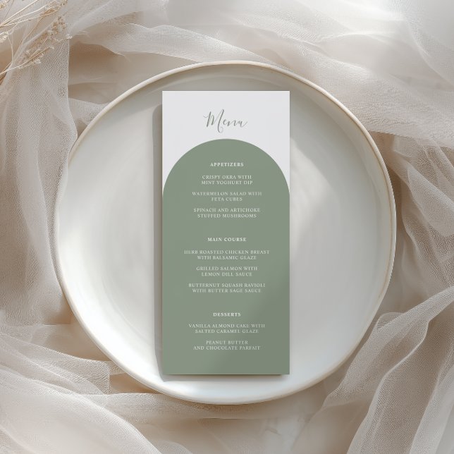 Rustic Boho Sage Green Arches Retro Wedding Dinner Meny (Skapare uppladdad)