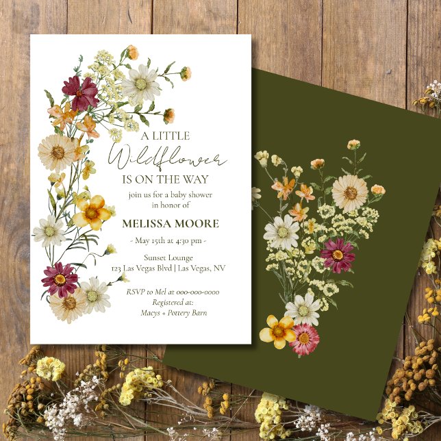 Rustic Boho Sage Green Wildflower Baby Shower Inbjudningar (Skapare uppladdad)