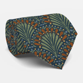 Rustic Boho Scallop, Rust, Sage on Navy Slips