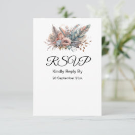 Rustic Boho Silver & Rosa Blommigt OSA Kort