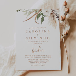 Rustic Boho Simple Blommigt Boda Bröllop Inbjudningar