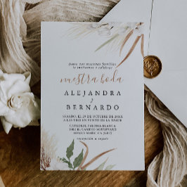 Rustic Boho Simple Blommigt Nuestra Boda Bröllop Inbjudningar
