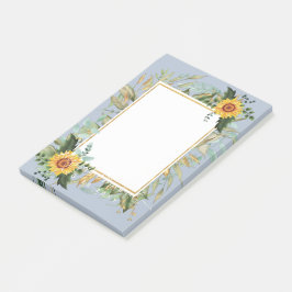 Rustic BOHO Solblommor Greenery Bröllop Post-it Block